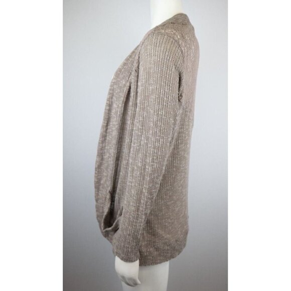 WOMEN'S BROWN STRETCH KNTI LIGHT WEIGHT CARDIGAN SWEATER LACE BACK EYESHADOW - L - Picture 4 of 8